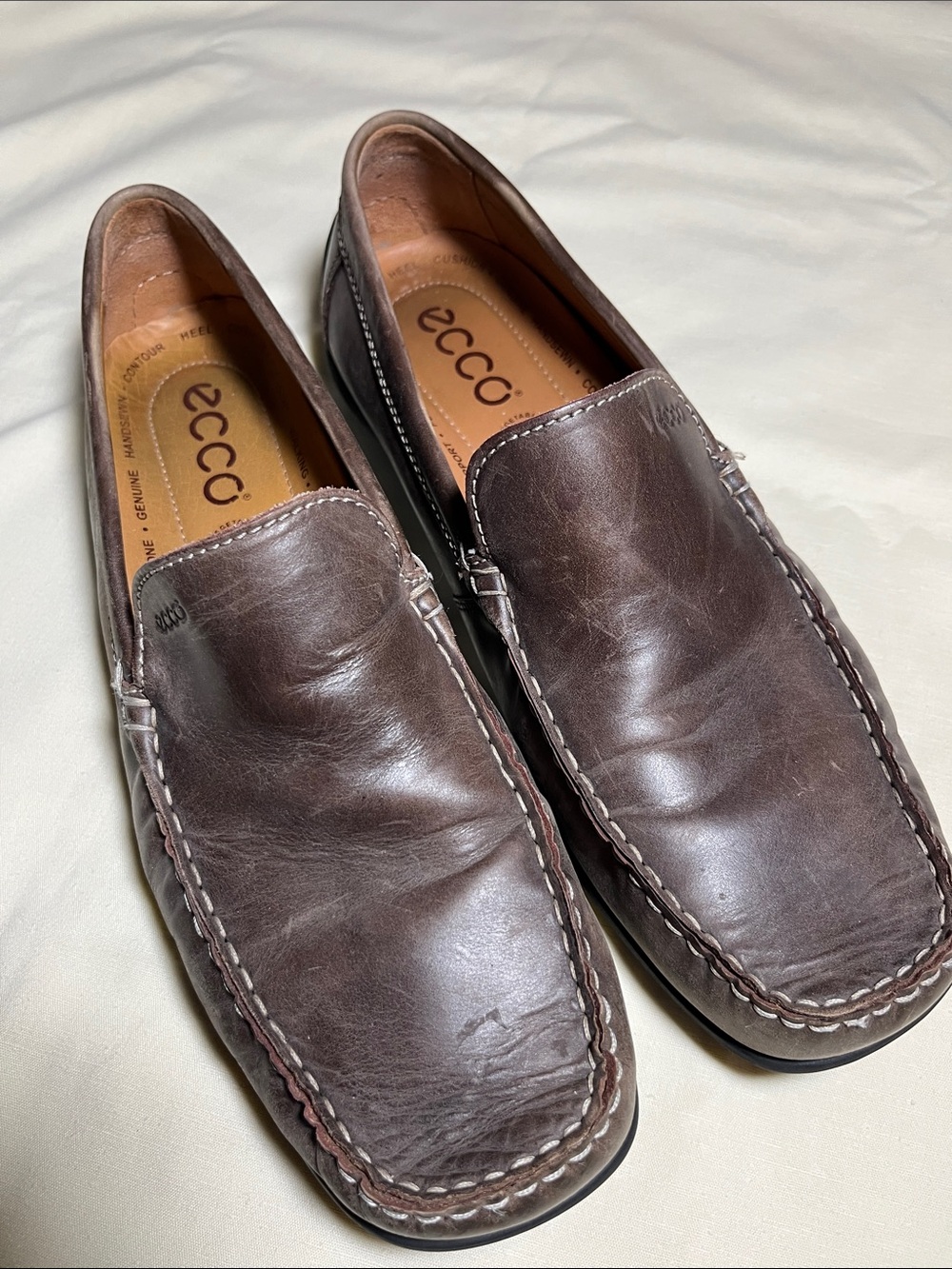 ECCO Men’s Brown Leather Slip-On Loafers